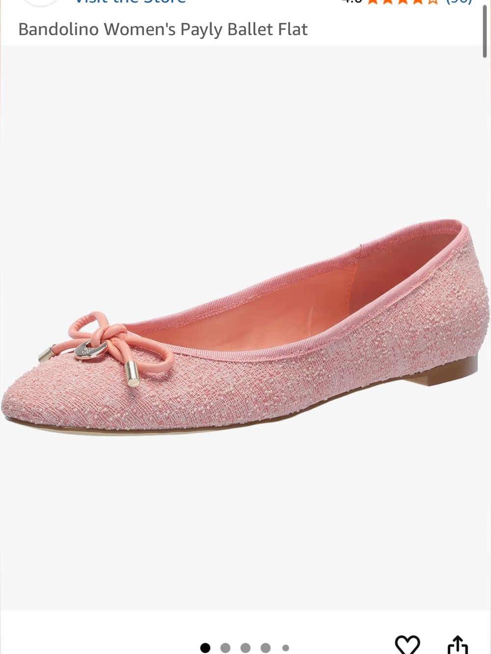Bandolino Payly Ballet Flat Bow Pointed Toe Colar Pink Apricot Size 9